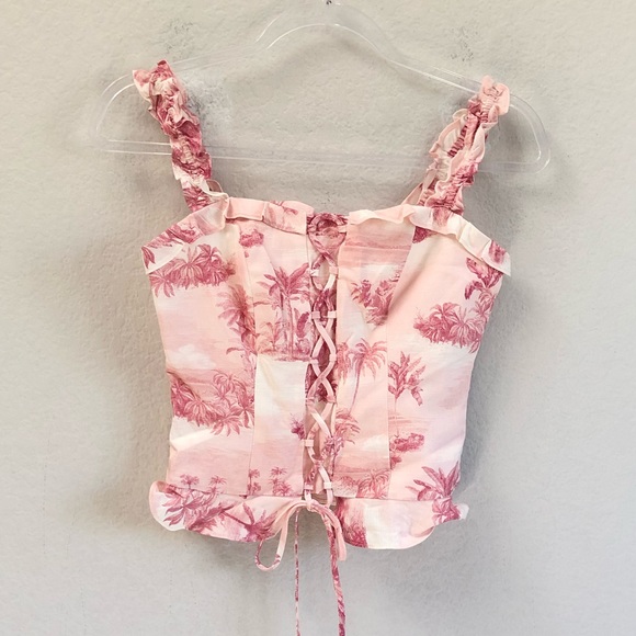 Ever New Tops - Ever New Melbourne Tropical Toile Top Pink Sz 2